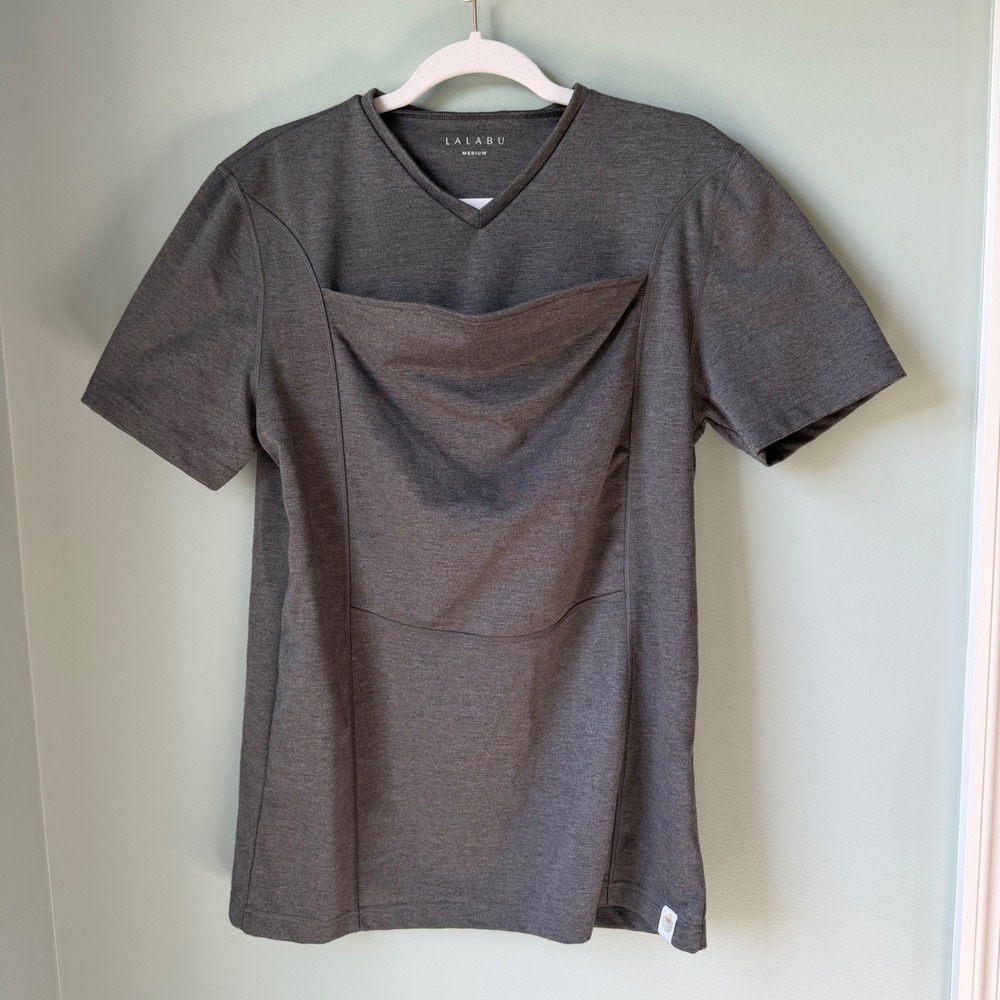 Lalabu The Dad Shirt Tee Baby Wearing Gray Front Pocket Mens Size Medium